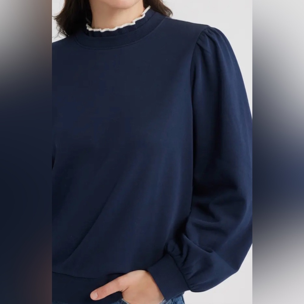 Caslon Navy Sweatshirt ruffle neck - Picture 4 of 5